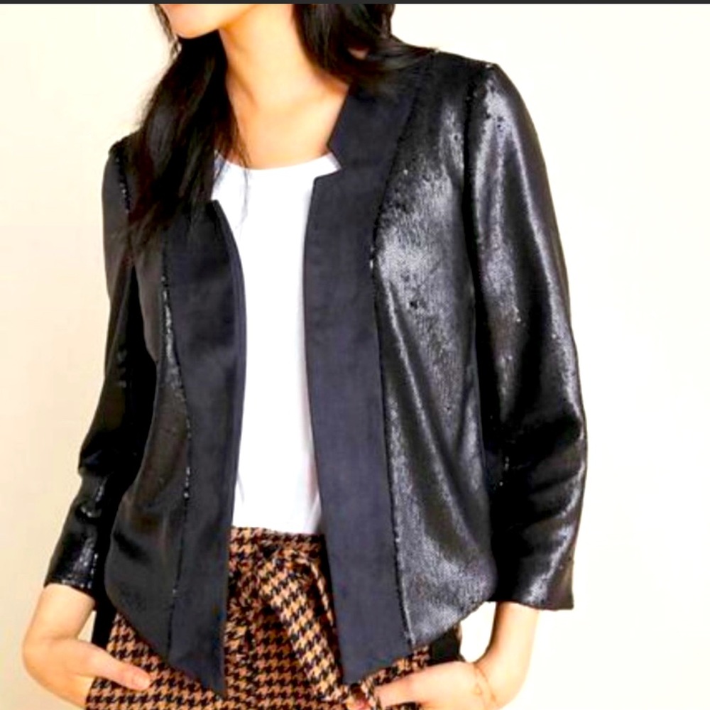 Anthropologie suede sequin jacket